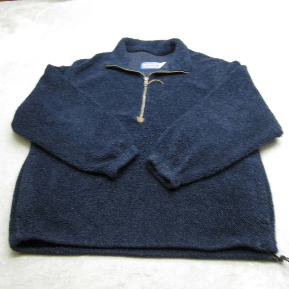 Pendleton Sweater Mens Large Blue‎ Pockets Fuzzy Sherpa Fleece 1/4 Zip Vintage